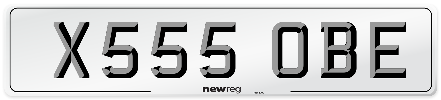 X555 OBE Number Plate from New Reg